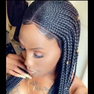 Black front lace braided wig
